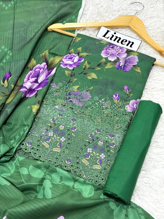 LINEN 3pc  Embroidered DN-01
