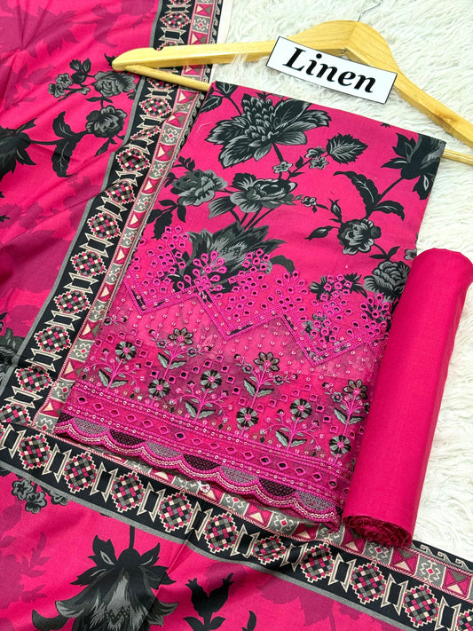 LINEN 3pc Embroidered DN-04