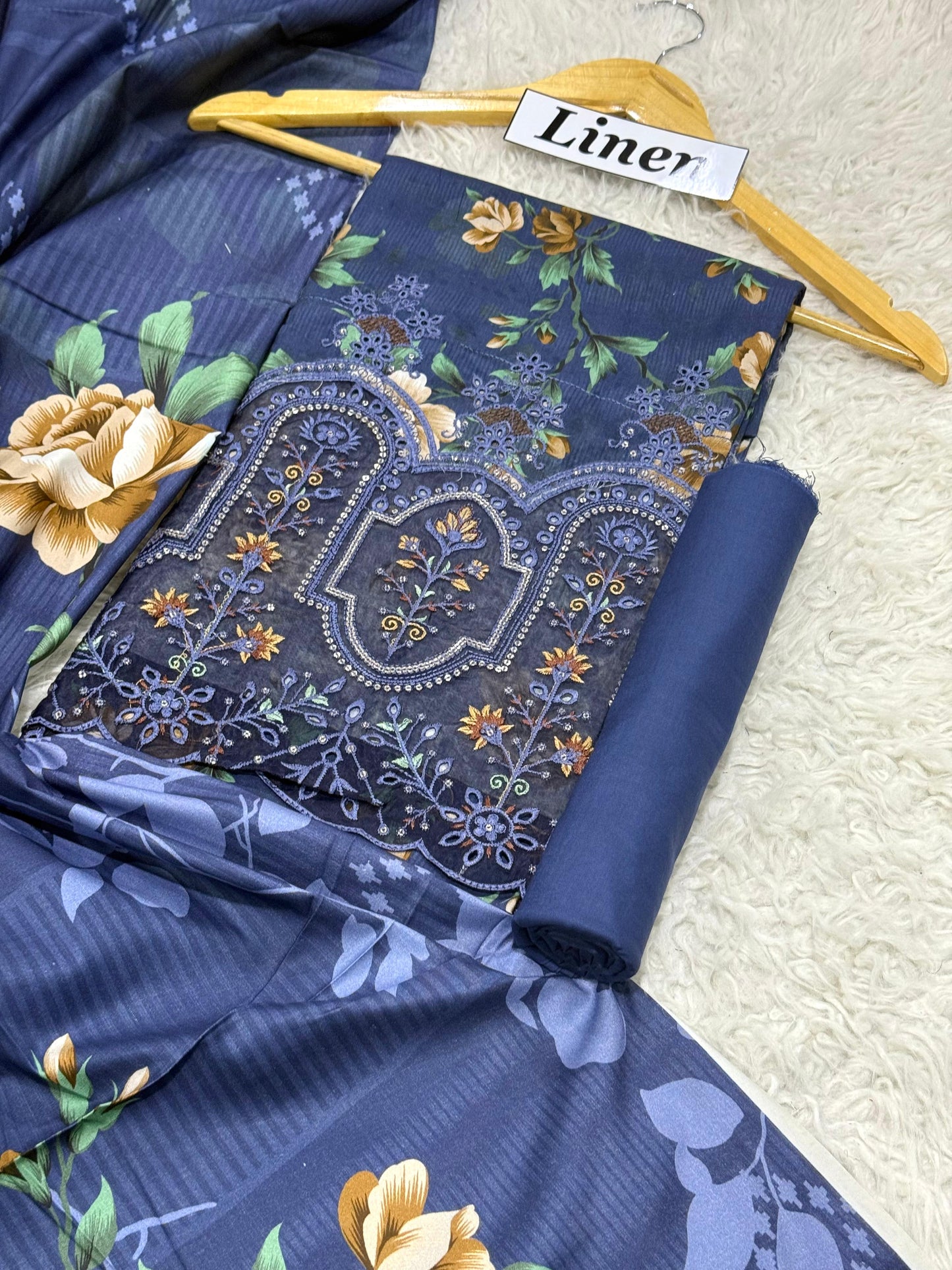LINEN 3pc  Embroidered DN-02