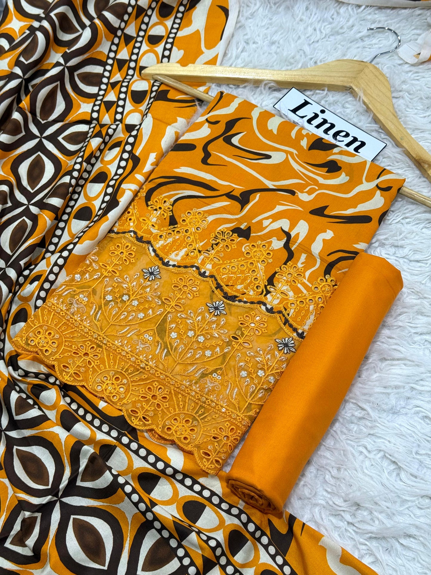 LINEN 3pc  Embroidered -DN-09