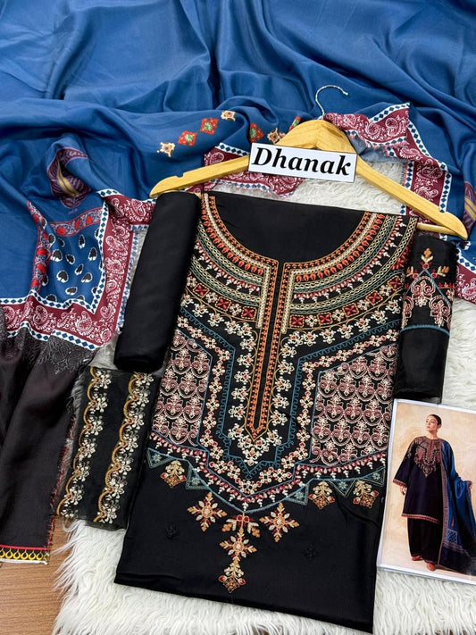 Luxury Dhanak Emb 3Pc D-02