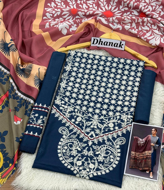 Luxury Dhanak Emb 3Pc D-03