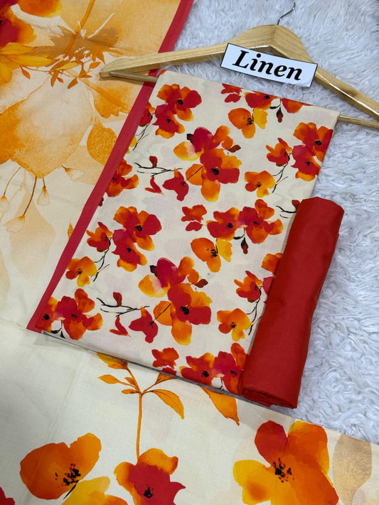 Linen Printed 3pc D-46