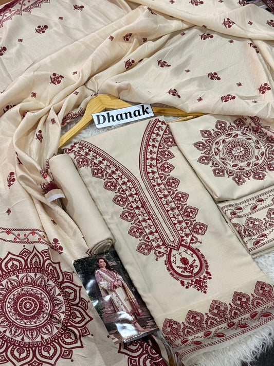 Luxury Dhanak Emb 3Pc D-07