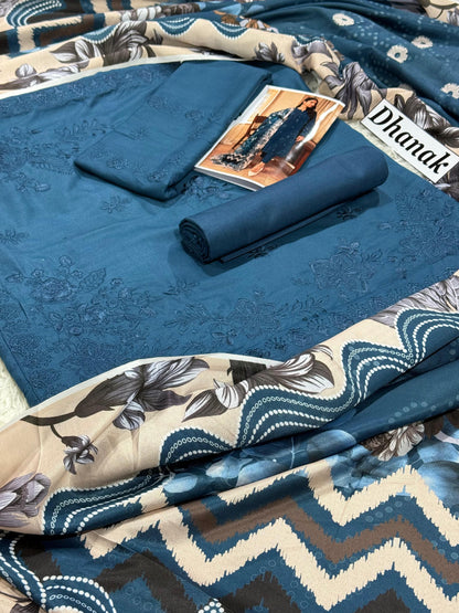 Luxury Dhanak Emb 3Pc D-08